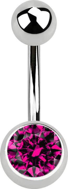 Immagine prodotto Star Piercing Banana argento con sfera e cristallo fucsia (Acciaio chirurgico 316L, senza ottone)