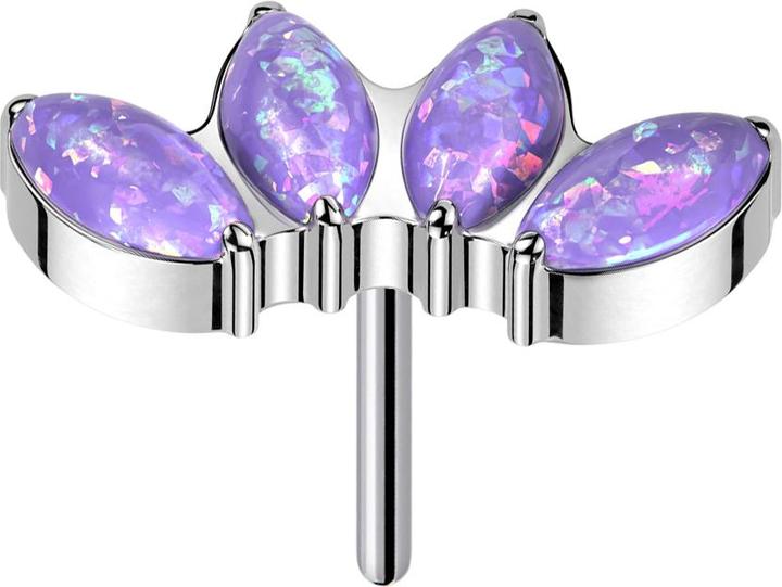 Produktbild Star Piercing Threadless silber vier Opale violett (Titan G23, ohne Messing)