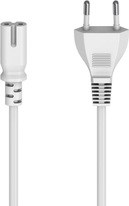 Produktbild Hama Netzkabel mit Eurostecker, 2-Pin-Stecker, Doppelnut/C7, 5 m, Weiss (5 m)