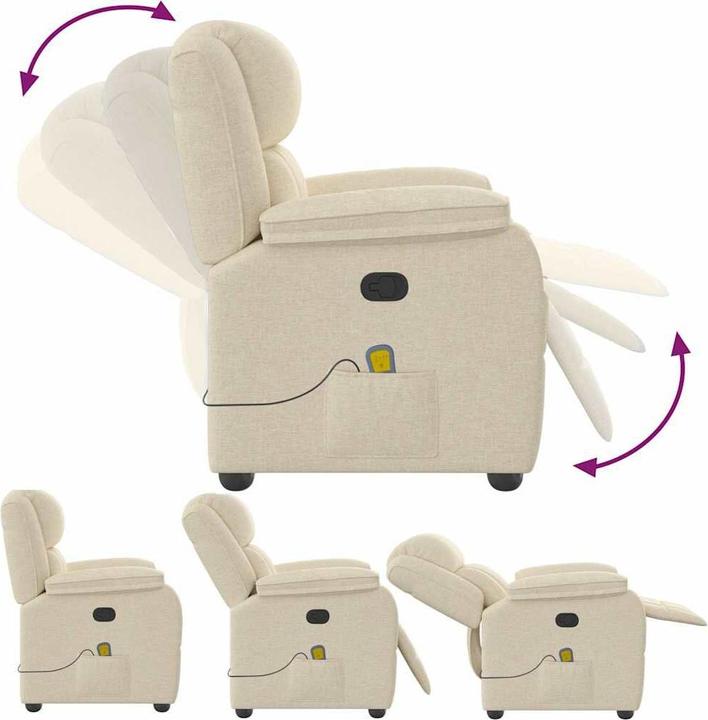 Immagine prodotto VidaXL Poltrona massaggiante in tessuto crema poltrona massaggiante TV poltrona con funzione massaggio