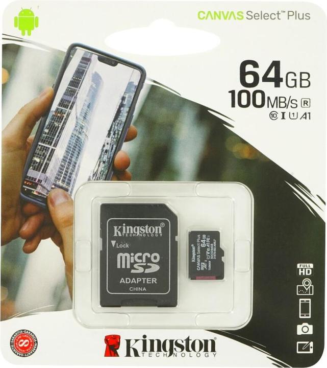 Image du produit Kingston Canvas Select Plus (64 Go, microSDXC, U1, UHS-I)