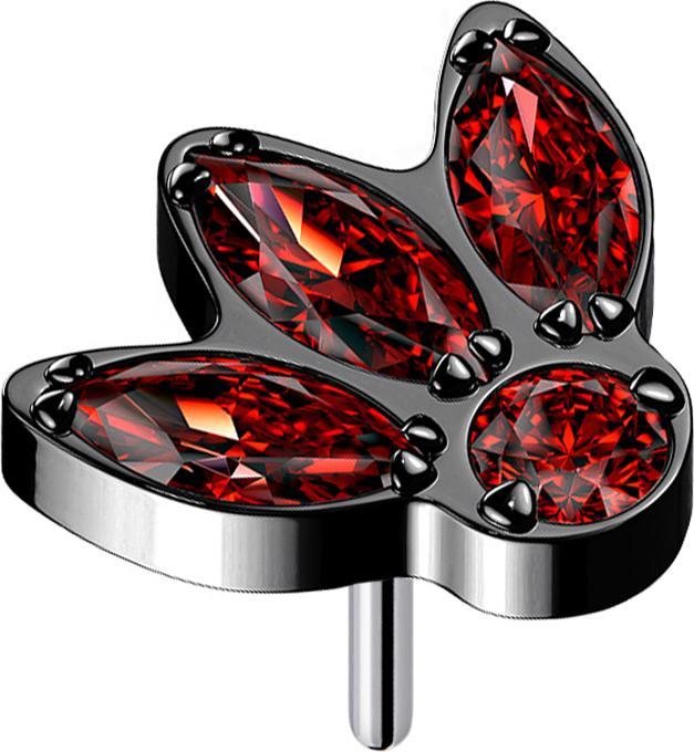 Actual product image Star Piercing Threadless black three ovals and crystal red (Titanium G23, without brass)