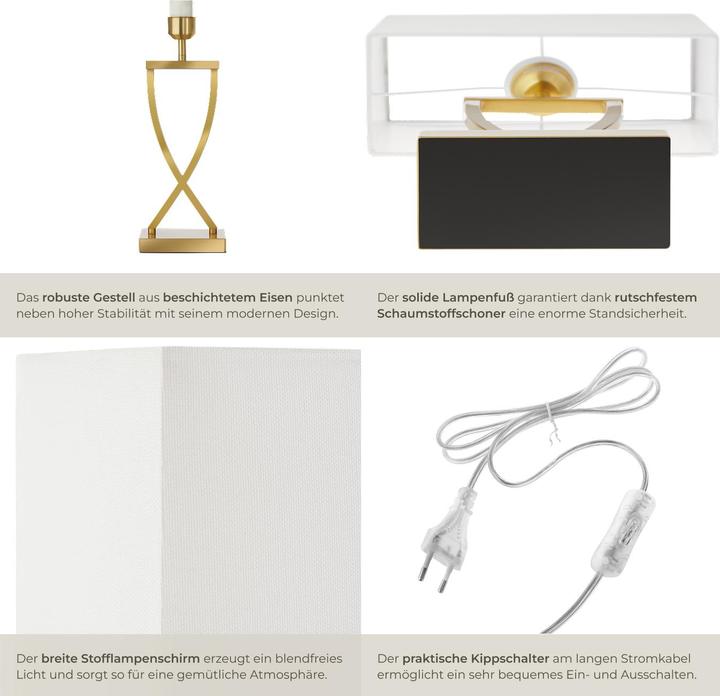Image du produit tectake lampe de table Avina, design moderne, 60W (E27)