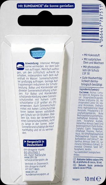 Produktbild dm Sundance Lippenplegetube Kokos (Fluid, 10 ml)