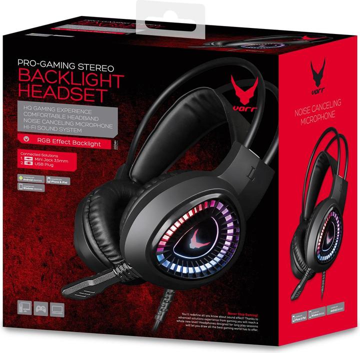 Actual product image Varr VH8010 Lite ausinės, juodos (VH8010L) (Cable)