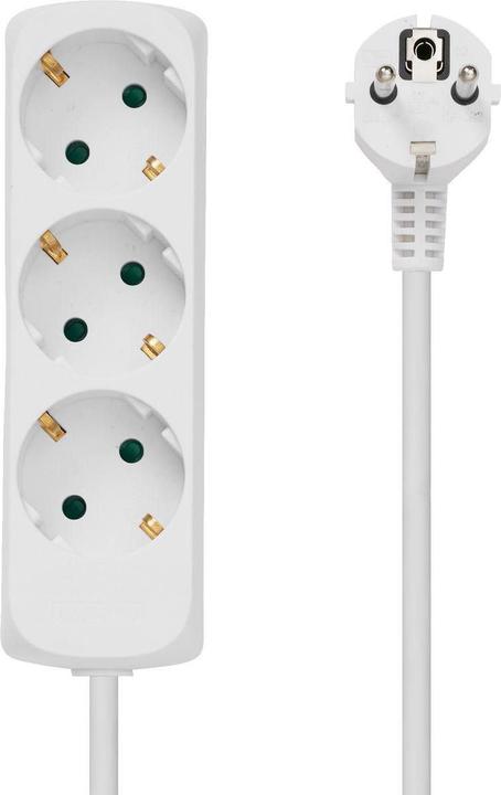 Produktbild MicroConnect 3-way Schuko Socket 1.8M White (3 x, CEE 7/3, 1.80 m)