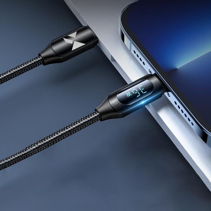Produktbild Wozinsky USB-C-Kabel – Lightning WUCLC1 mit LED-Anzeige 36 W 1 m – Schwarz (1 m, USB 2.0, 36 W)