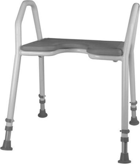 Mobilex Tabouret de douche avec ouverture hygiénique et coussin d'assise souple 42 cm (150 kg)