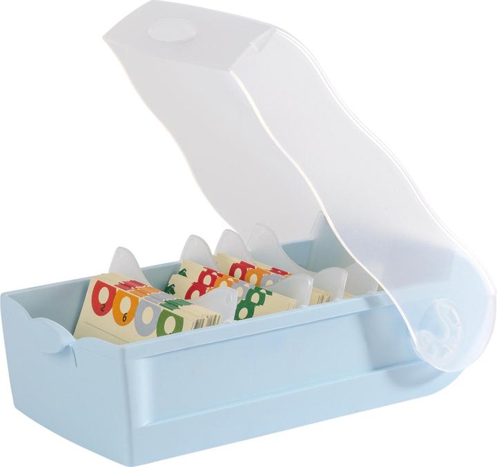 Productafbeelding Han Kaartenbak CROCO DIN A7 liggend, kaartenbak met 100 kaarten, doorschijnend pastelblauw (A7)
