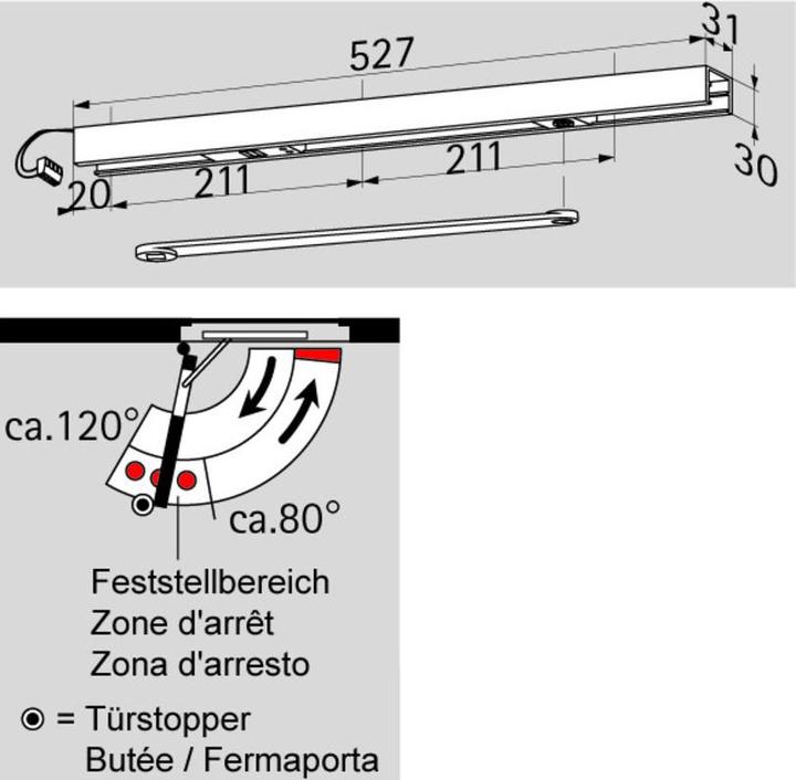 Actual product image Dormakaba Slide rail G 96 EMF / K8 / K12 (Room door, Entrance door, Wooden door, French window, Indoor)
