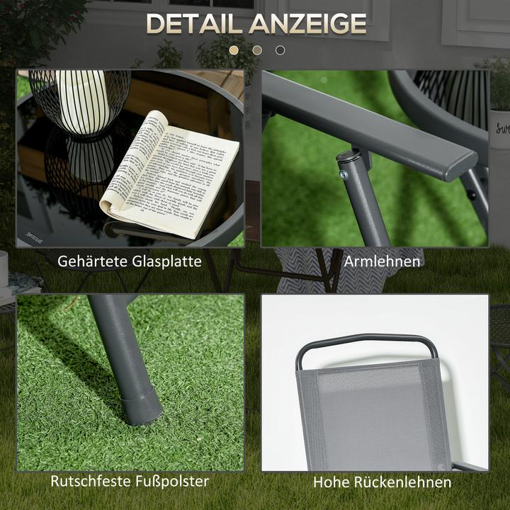 Produktbild Outsunny Gartenmöbel-Set mit Glastisch und 2 Stühlen (64 cm)