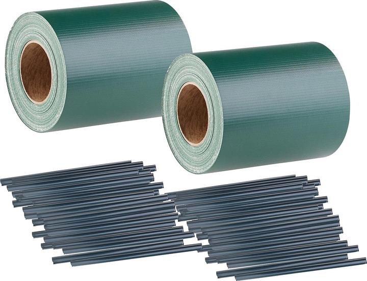 Produktbild Royal Gardineer 2er-Set Sichtschutzfolie für Stabmattenzaun, 56 Klemmen, 35 m x 19 cm (3500 cm)