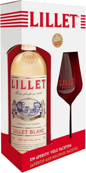 Produktbild Lillet Geschenkset blanc 0.75 l mit Glas (17 %, Frankreich, 1 x 75 cl, Wermut)
