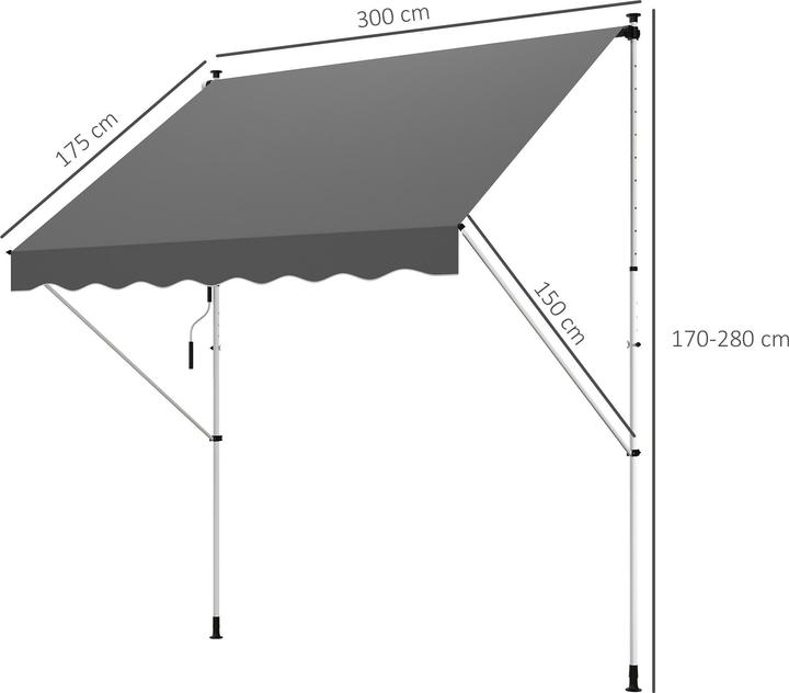 Produktbild Outsunny Klemmmarkise mit Faltarm (3 m)