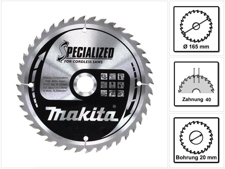 Produktbild Makita SPECIALIZED Sägeb.165x20x40Z