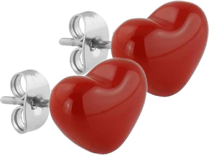 Star Piercing Ohrstecker Fire Red Herz (ohne Messing, Chirurgenstahl 316L)