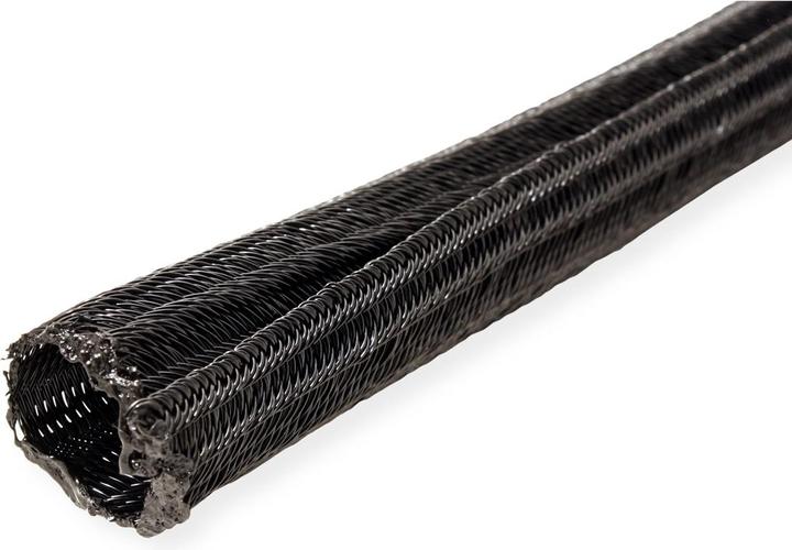 Roline PVC braided sleeving for cable bundling, self-closing, black, 2.5 m (Cable hole, 250 cm)