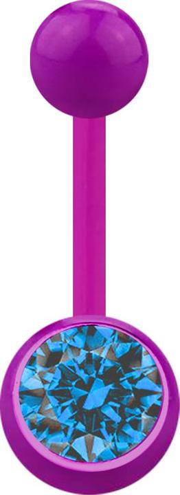 Star Piercing Banane violett mit Kugel und Kugel Kristall hellblau (Acryl, ohne Messing)