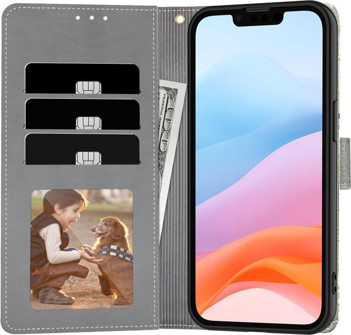 Produktbild Tech-Protect Wallet Case for iPhone 16e - Daisies with Leaves (Apple iPhone 16e)