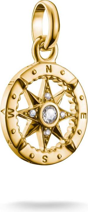 Thomas Sabo Charm-Anhänger Kompass mit Steinen Connect vergoldet (Silber 925)
