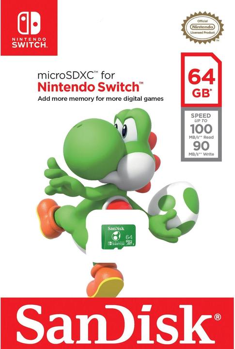 Image du produit SanDisk Nintendo Switch Card (64 Go, microSDXC, U3, UHS-I)