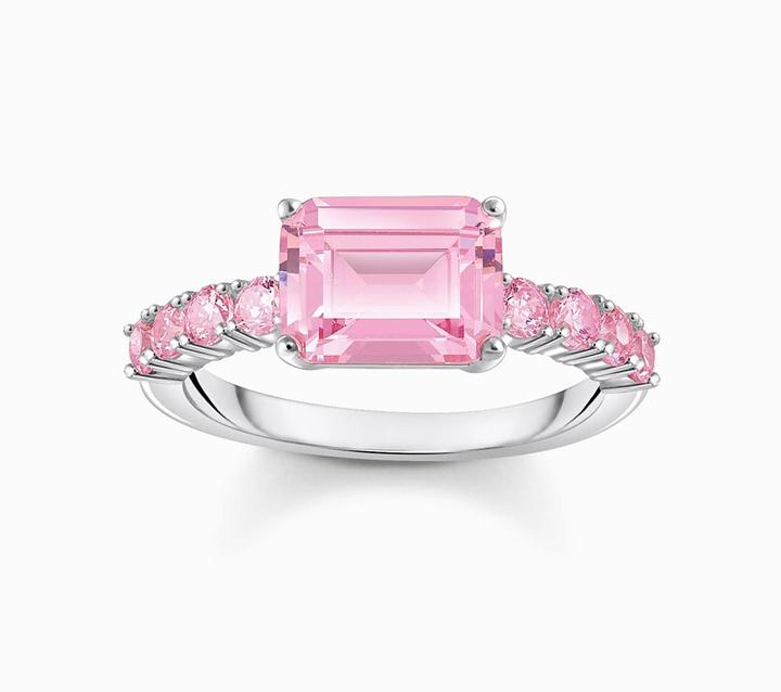 Immagine prodotto Thomas Sabo Anello solitario con pietre rosa in argento (56, 925 Argento)