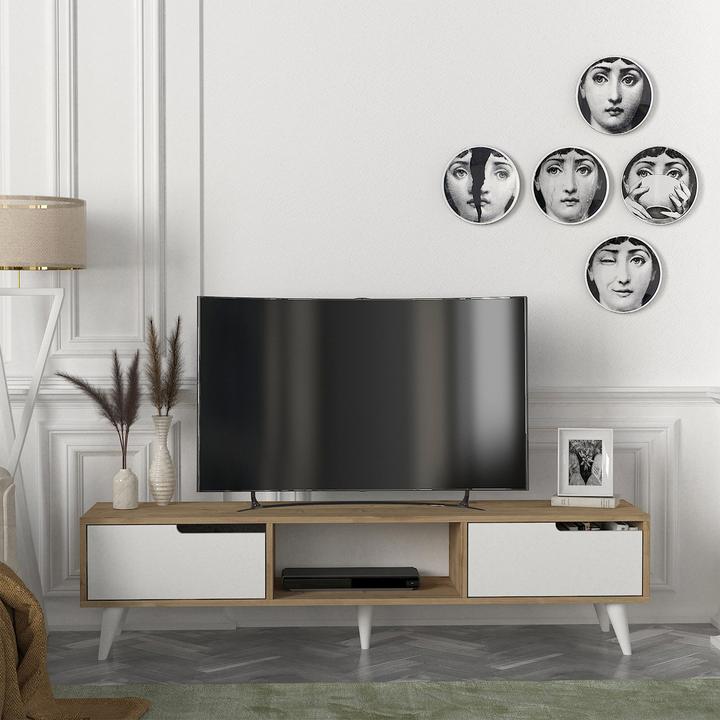 Immagine prodotto En.Casa Fernsehschrank Kullila 160x35x40 cm Eicheoptik/Weiss (160 x 35 x 40 cm)