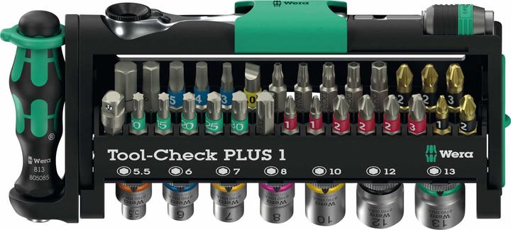 Productafbeelding Wera Gereedschap-Check Plus 1 (6 mm, TX25, PH2, 5,5 mm, PZ2, TX10, PH1, TX15, 13,0 mm, TX30, 7 mm, 12,0 mm, 3 mm, PZ1, 5 mm, 10,0 mm, 8 mm, PH3, PZ3, TX40, TX20, 4 mm)