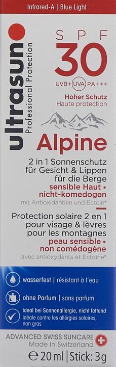 Immagine prodotto Ultrasun Alpine (Stick solare, Crema solare viso, SPF 30, 20 ml, 40 g)