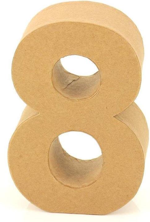 Produktbild trendmarkt24 Papp-Zahl 8 | Pappmache Dekozahl | Gross aus Pappe H: ca. 17,5 cm B: ca. 5,5 cm