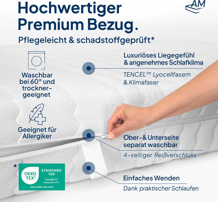 Produktbild AM Qualitätsmatratzen Premium Plus 7-Zonen Kaltschaum (200 x 200 cm, Schaumstoffkern)