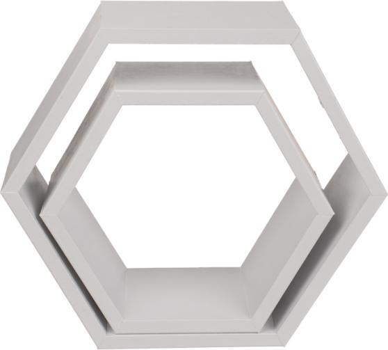 Produktbild Ootb Weisses Wandregal, 6-eckig, 2er Set (23 x 20 x 9 cm)