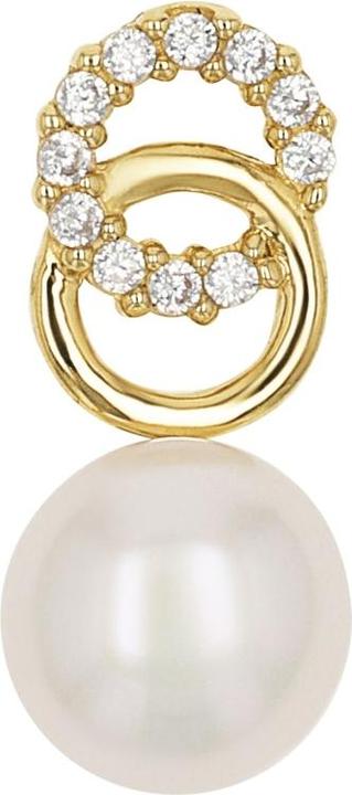 Amor Anhänger für Damen, Gold 375, Zirkonia synth., Süsswasserzuchtperle (Gold 375, 9 ct)