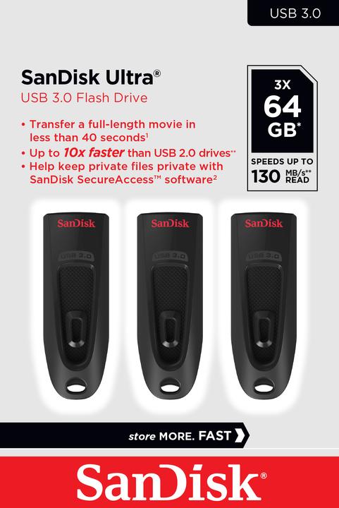 Actual product image SanDisk Ultra (3-Pack) (64 GB, USB-A)