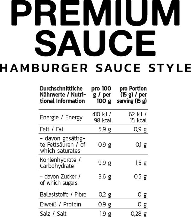 Nutritional values and ingredients Inlead Premium sauce (350 g)
