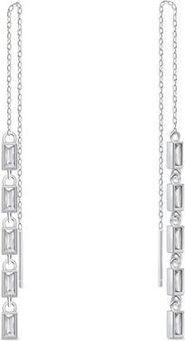 Brilio Silver - Sparkling chain earrings with clear zircons EA1009W