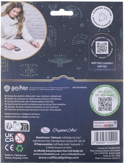 Actual product image Craft Buddy Harry Potter Crystal Art Sticker Pack