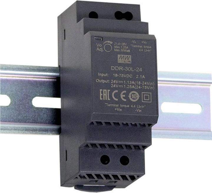 Actual product image MeanWell DIN rail DC/DC converter (DIN rail) 24 V/DC 1.25 A 30 W 1 x