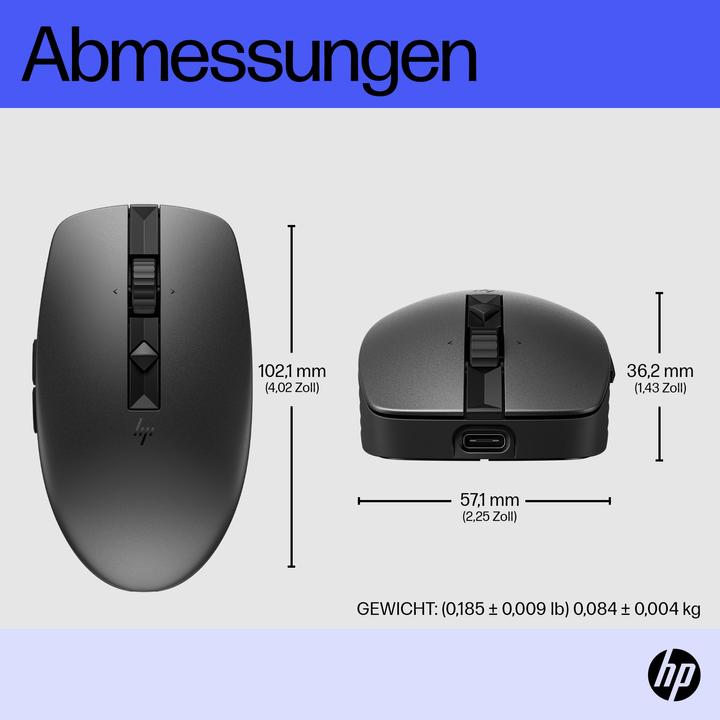 Actual product image HP 715 RECHBL Mult-Dvc Bluetooth Mouse (Wireless, Cable)
