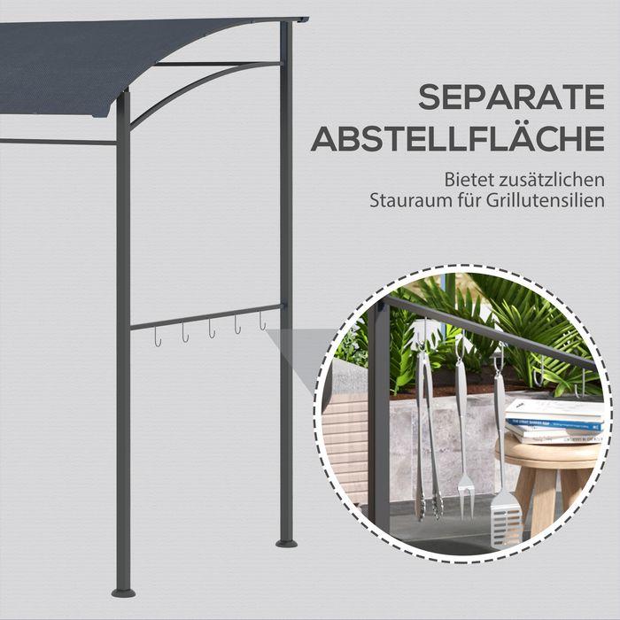 Produktbild Swisshandel24 Grillpavillon, Grillüberdachung, UV-beständig, wasserdicht, mit Haken, Stahlrahmen, Polyester, Grau (215 cm, 150 cm)