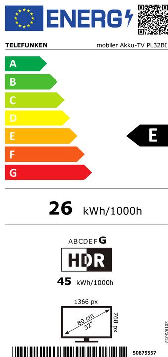 Label énergétique Telefunken PL32OI (32", LED, HD ready, 2024)