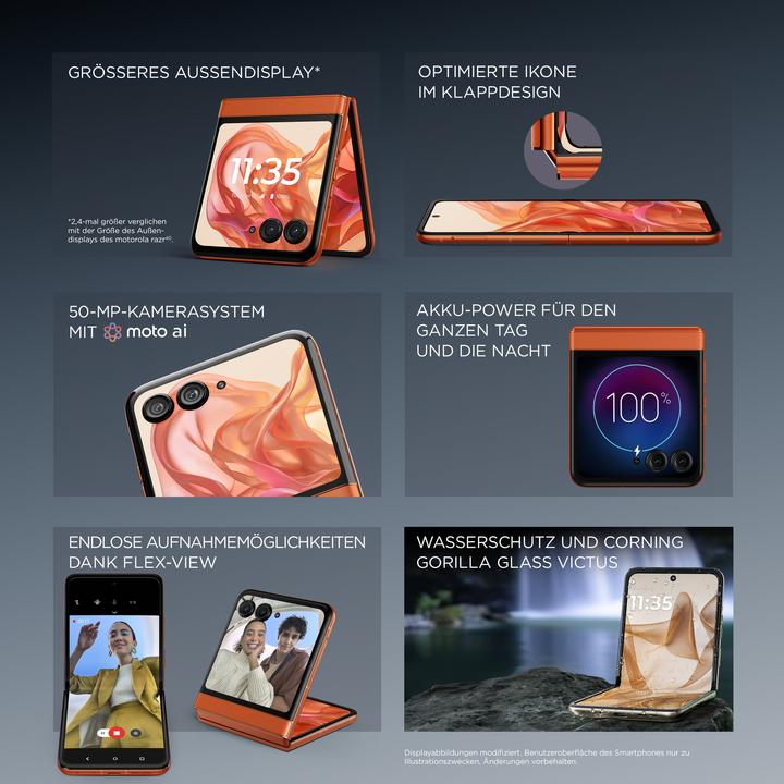 Actual product image Motorola Razr 50 (256 GB, Spritz Orange, 6.90", SIM + eSIM, 52.43 Mpx, 5G)