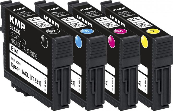 Actual product image KMP E141V Multipack BK/C/M/Y compatible with Epson T 163 (M, C, Y, FC)