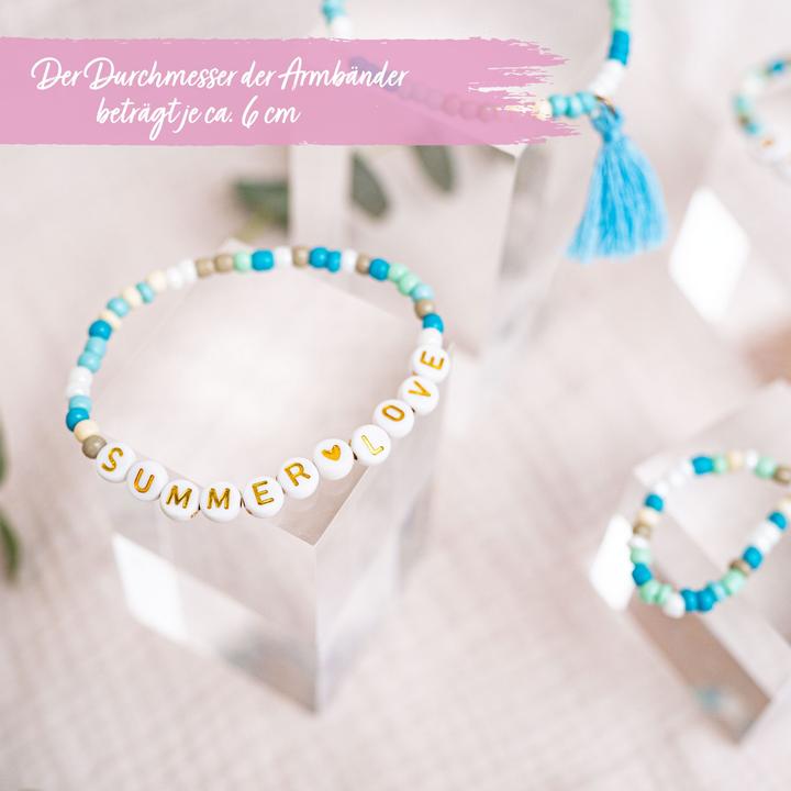 Immagine prodotto Papierdrachen 4 Perlenarmbänder – BEACHVIBES und SUMMERLOVE (Materiale sintetico, Gomma, Tessuto)