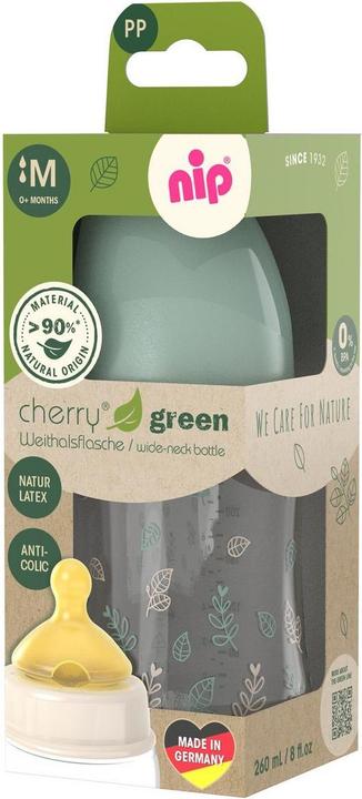 Image du produit NIP Babyflaschen PP-Flasche Cherry Green 260 ml + Latex-Trinksauger (260 ml)