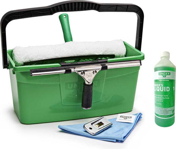 Produktbild Unger Pro Komplett-Set 5in1 mit Liquid Glasreiniger 1L (für die professionelle Fensterreinigung / Gl (1 Stk.)
