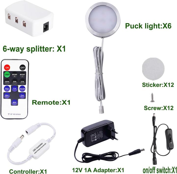 Produktbild Aiboo 6x LED Unterbauleuchten mit Fernbedienung (3600 lm)
