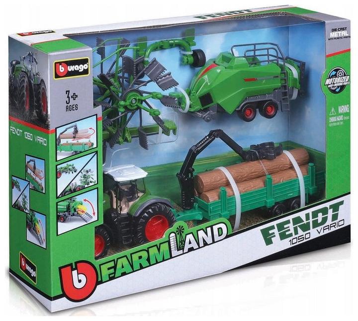 Actual product image Bburago Diecast 1:43 Farmaland Fendt 1050 Vario with accessories Ages 3+ 18-31701