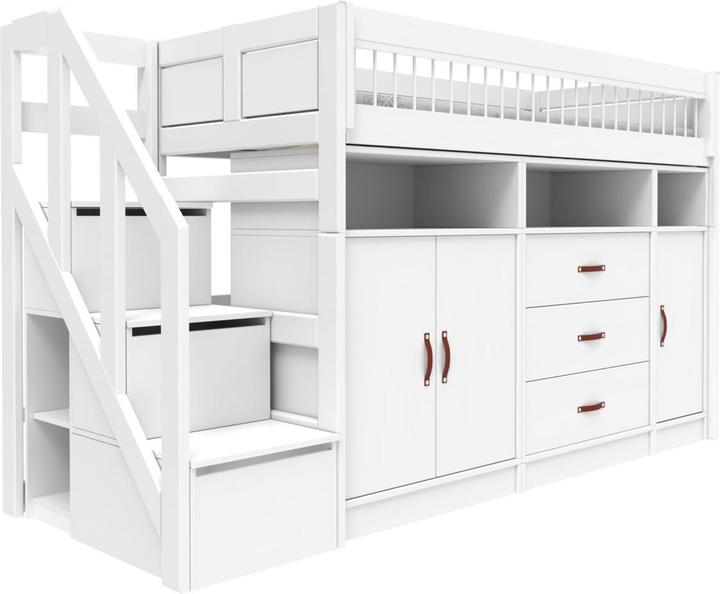 Produktbild Lifetime Kidsrooms ALL IN ONE KOMBO, Halbhochbett mit Schreibtisch 152 Deluxe Lattenrost (102 x 257 cm)