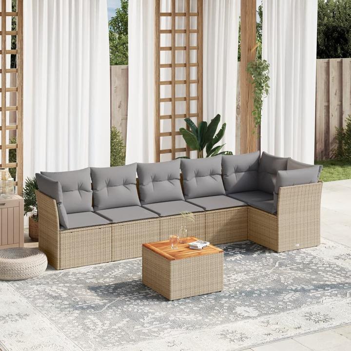 Produktbild VidaXL Gartenmöbel Sofa Garnitur Gartengarnitur Garten Sitzgruppe 7-tlg. Beige